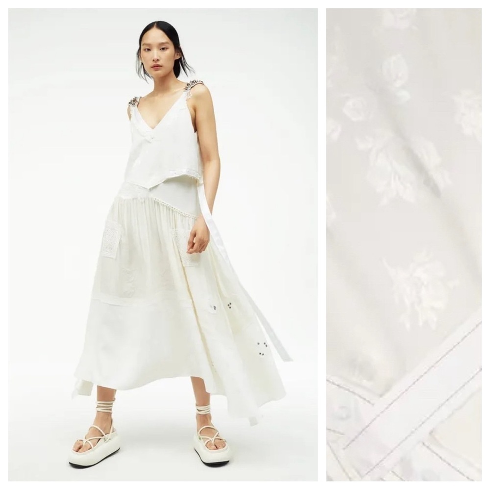 Nwt. Zara Atelier Limited Edition Oyster White Studded Maxi Dress. Size S.
